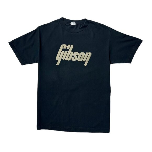 Y2K Gibson Guitars Logo T-shirt Alstyle Medium Black Cotton Rock Music. - Picture 1 of 5